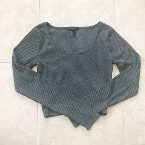 NWOT cropped long-sleeve ribbed tee